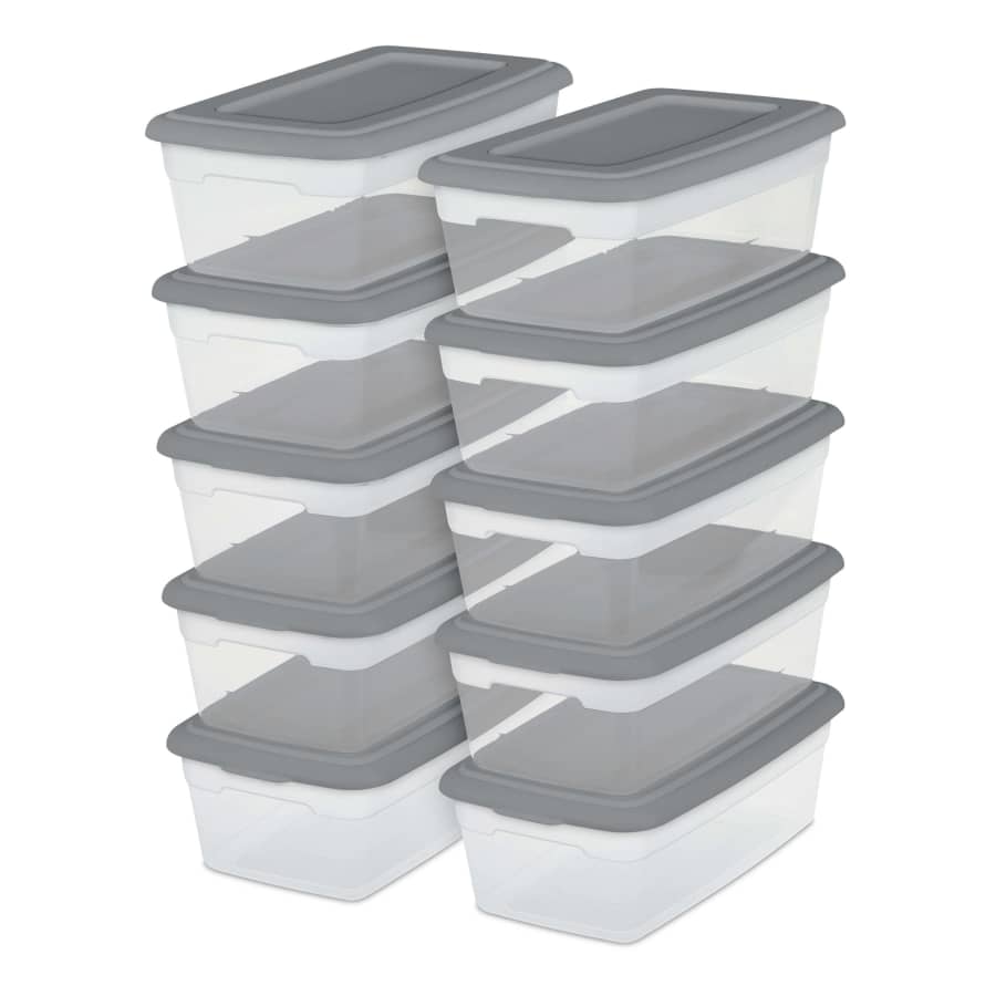 Sterilite Set 10-quart Clear Plastic Storage Box 10-Pack for $11 Sterilite Set 10-quart Clear Plastic Storage Box 10-Pack for $11