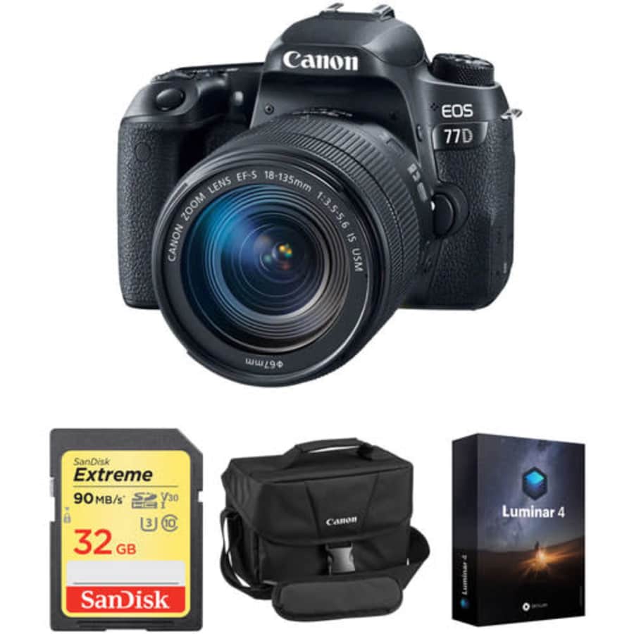 Canon EOS 77D 24.2MP DSLR Camera w/ Canon EF-S 18-135mm USM Lens for $799 Canon EOS 77D 24.2MP DSLR Camera w/ Canon EF-S 18-135mm USM Lens for $799