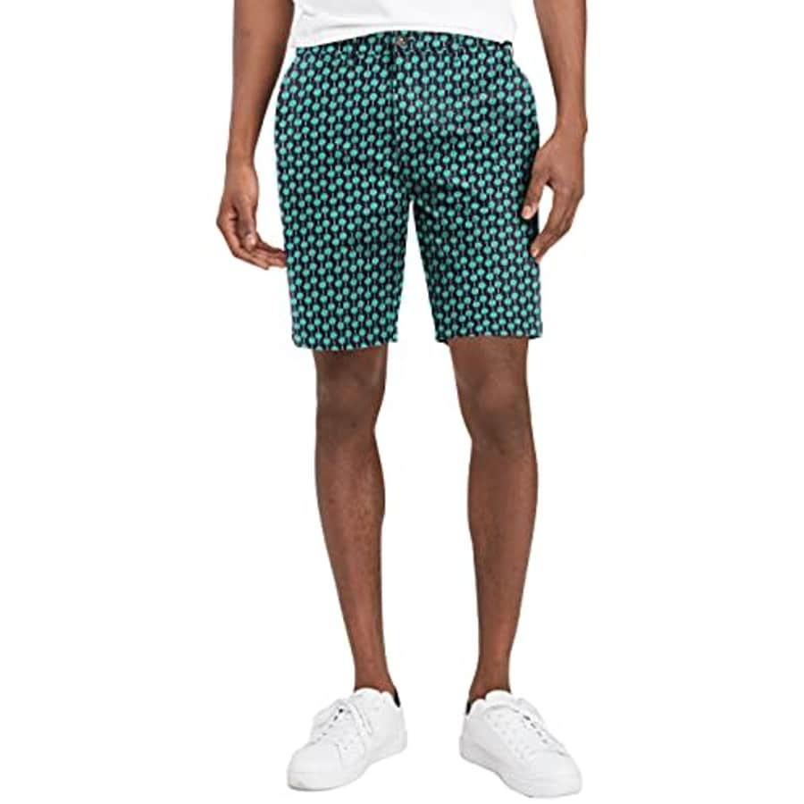 Tommy Hilfiger Men's Chino Shorts, 8684 Havana Palm Print_WS+Sky Captain, 38 for $18