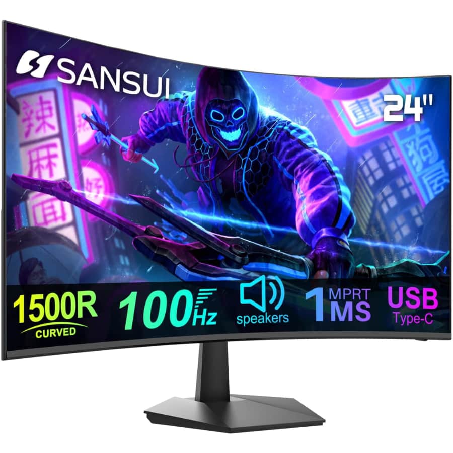 Sansui 24" 1080p Curved 100Hz Monitor for $90