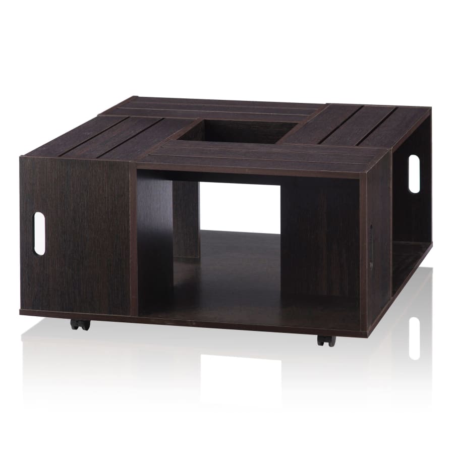 Brando Modern Farmhouse Espresso Crate Inspired Mobile Coffee Table for $70 Brando Modern Farmhouse Espresso Crate Inspired Mobile Coffee Table for $70