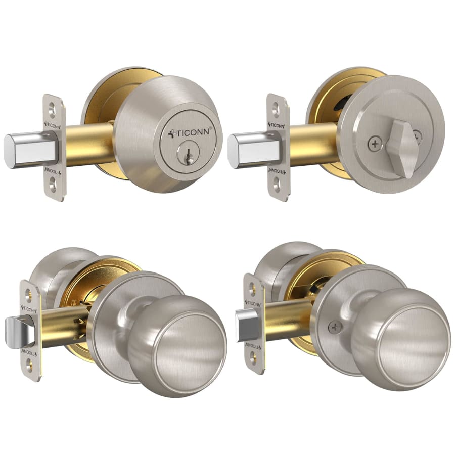 Ticonn Round Door Knobs with Dead Bolt 2-Pack for $40