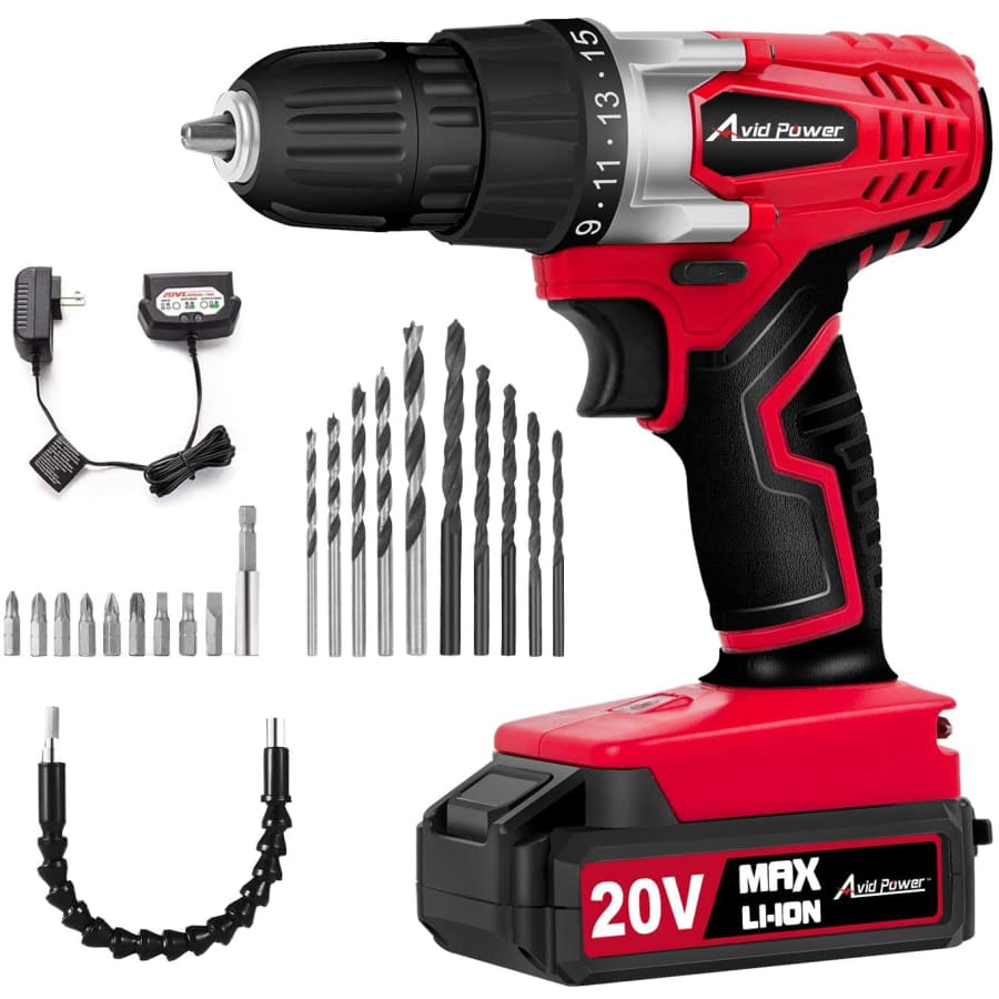 Avid Power 20V MAX Lithium Ion Cordless Drill Set for $40