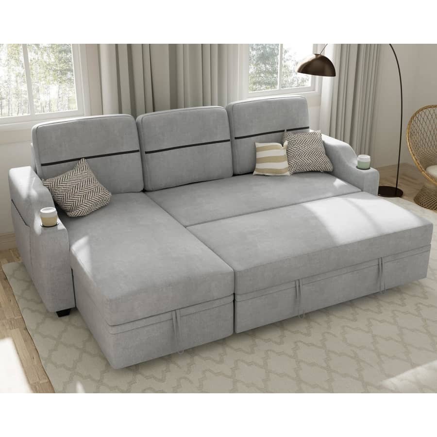 Ucloveria Reversible Sectional Sleeper Sofa with Storage for $500