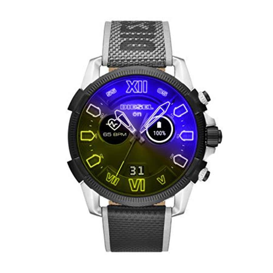 Diesel On Men's Full Guard 2.5 Touchscreen Stainless Steel and Nylon Smartwatch, Black and Yellow for $162