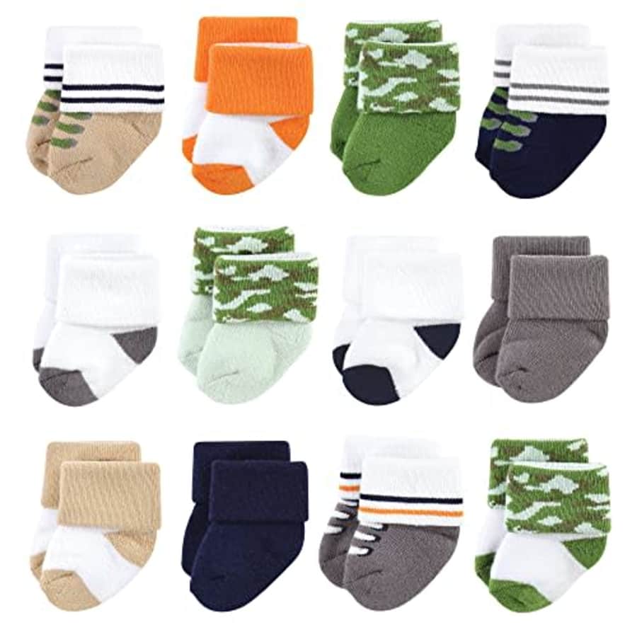 Luvable Friends Unisex Baby Newborn and Baby Terry Socks, Camo, 0-6 Months for $17