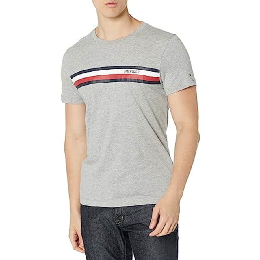 Tommy Hilfiger Men's Short Sleeve Hilfiger Graphic T-Shirt, Light Grey Heather, Small for $19 Tommy Hilfiger Men's Short Sleeve Hilfiger Graphic T-Shirt, Light Grey Heather, Small for $19