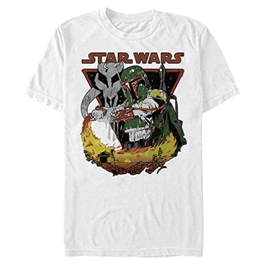Star Wars Men's Boba Burns T-Shirt, White, 4X-Large for $8