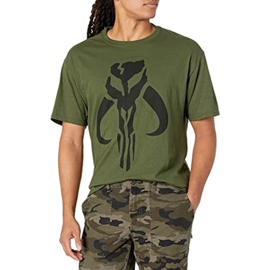 Star Wars Men's Mandalorian Logo T-Shirt, Military Green, 3X-Large for $18