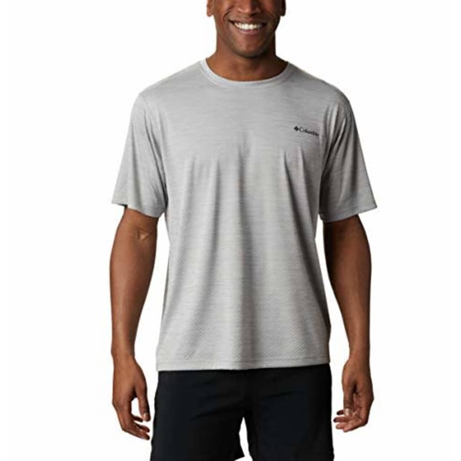 Columbia Men's Zero Rules Short Sleeve Shirt, Grey Heather, Small for $30 Columbia Men's Zero Rules Short Sleeve Shirt, Grey Heather, Small for $30