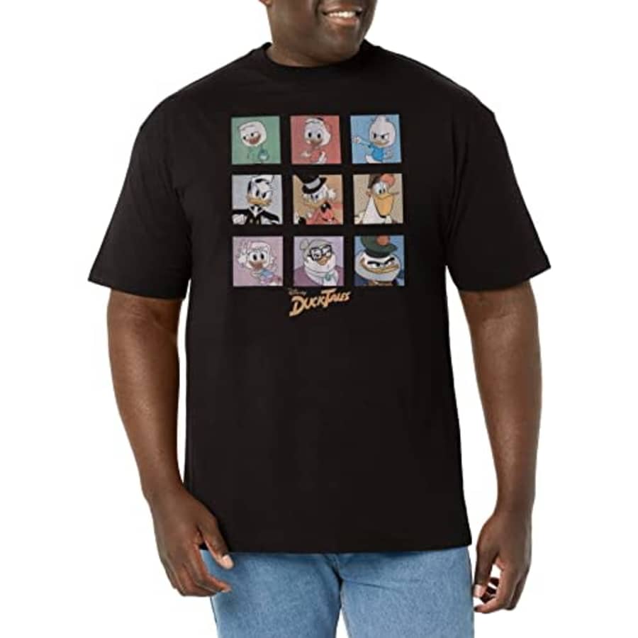 Disney mens Disney Duck Tales Duck Tales Boxup Men's Tops Short Sleeve Tee T Shirt, Black, XX-Large for $9