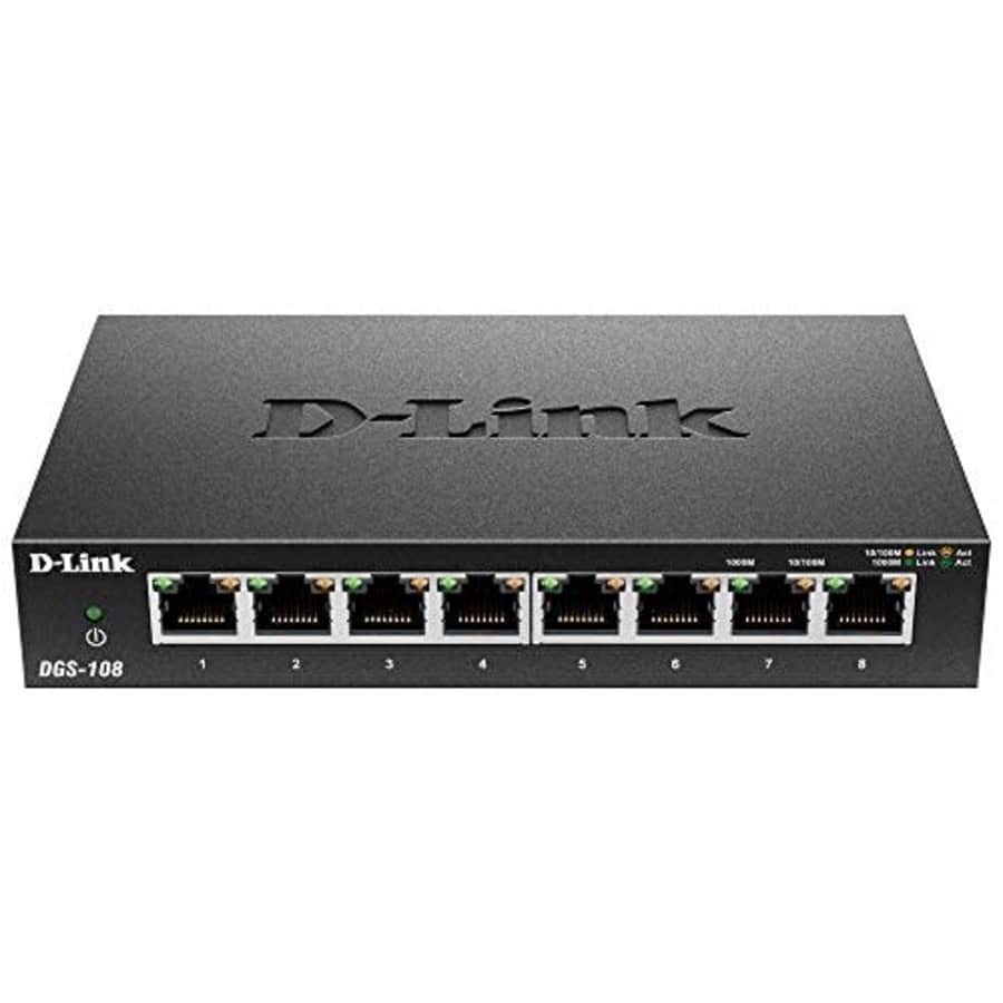 D-Link 8 Port Gigabit Unmanaged Metal Desktop Switch (DGS-108) (Renewed) for $36