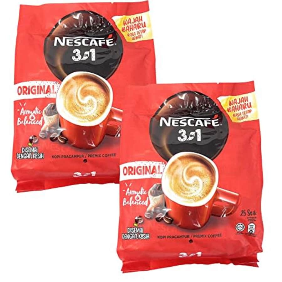 Nescafe 2 Packs Nescaf 3-in-1 ORIGINAL Premix Instant Coffee Single Serve Packets Total 50 Sticks for $23
