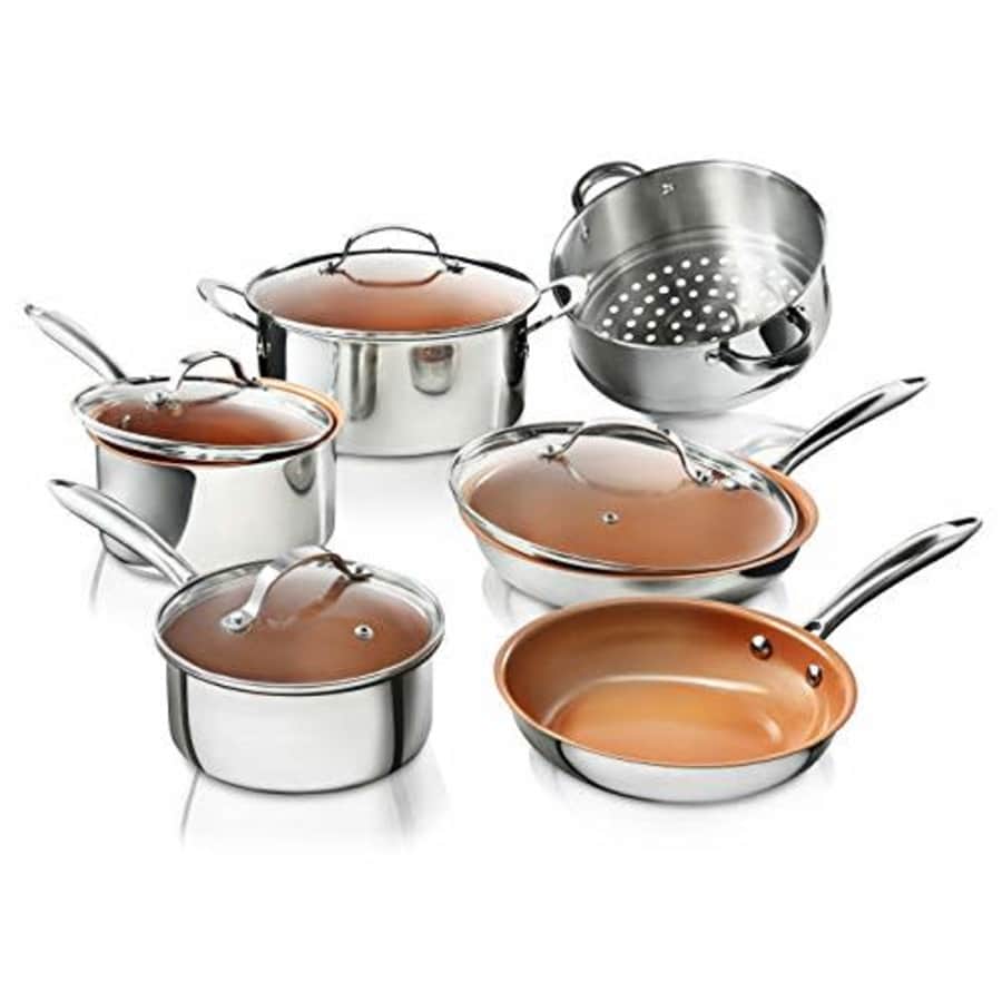 Gotham Steel Pro Chef 10-Piece Ti-Cerama Nonstick Stainless Steel Cookware Set for $106