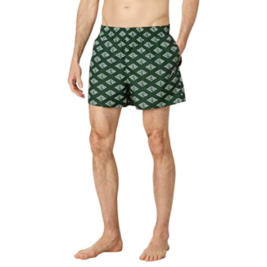Lacoste Men's Standard Taffeta Swim Shorts, Green/Flour, Medium for $42