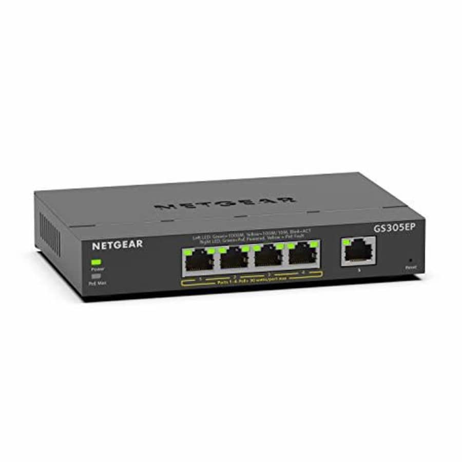 NETGEAR 5 Port Gigabit Ethernet Smart Managed Plus PoE Switch (GS305EP) - with 4 x PoE+ @ 63 W, for $224 NETGEAR 5 Port Gigabit Ethernet Smart Managed Plus PoE Switch (GS305EP) - with 4 x PoE+ @ 63 W, for $224