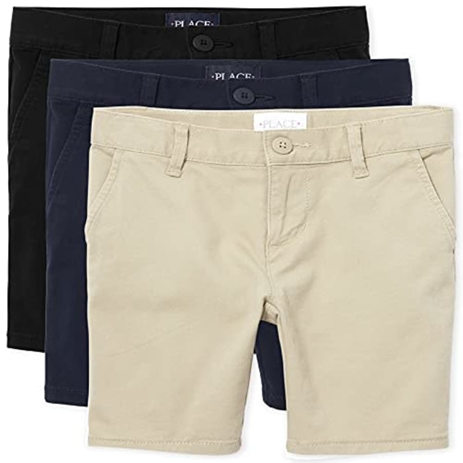 The Children's Place Girl's Chino Shorts, Black/Sandy/Tidal, 6 slim for $37