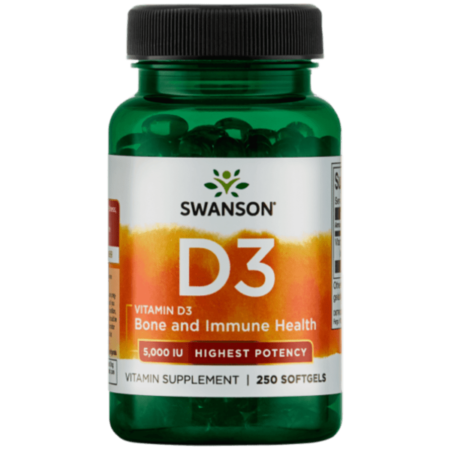 Swanson Health Products Vitamin D3 5,000IU 250-Count Bottle for $8