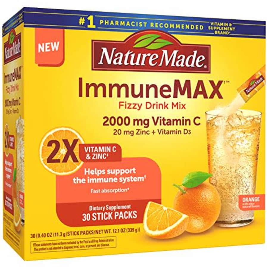 Nature Made Immunemax Fizzy Drink Mix, with Vitamin C, Vitamin D, and Zinc for Immune Support, 30 for $30