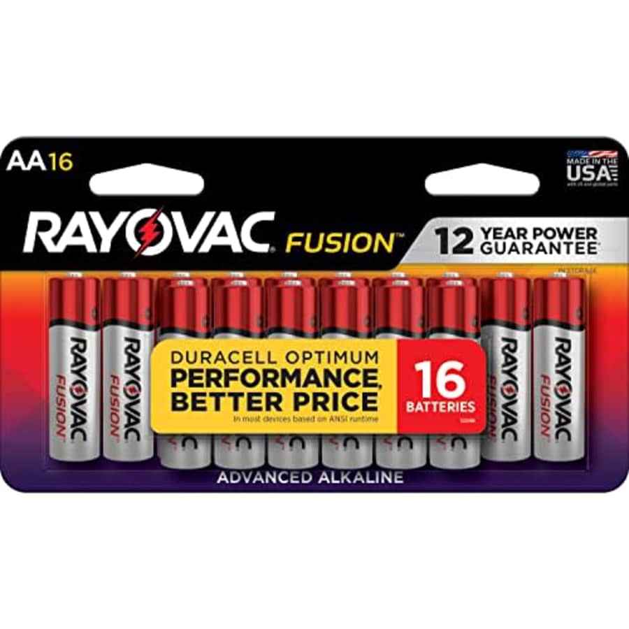 Rayovac AA Batteries, Fusion Premium Double A Battery Alkaline, 16 Count for $35 Rayovac AA Batteries, Fusion Premium Double A Battery Alkaline, 16 Count for $35