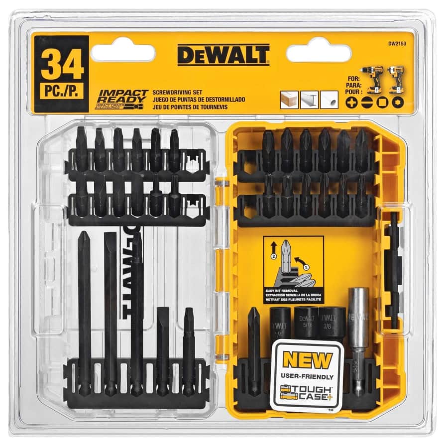 DeWalt Impact Ready 34-Piece Screwdriving Bit Set w/ ToughCase+ for $15 DeWalt Impact Ready 34-Piece Screwdriving Bit Set w/ ToughCase+ for $15