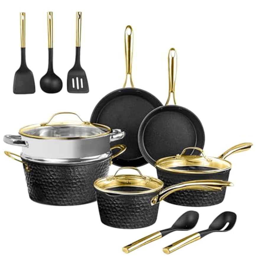 Granitestone 15 Pc Ceramic Pots and Pans Set Non Stick, Kitchen Cookware Sets, Pot and Pan Set, for $130 Granitestone 15 Pc Ceramic Pots and Pans Set Non Stick, Kitchen Cookware Sets, Pot and Pan Set, for $130