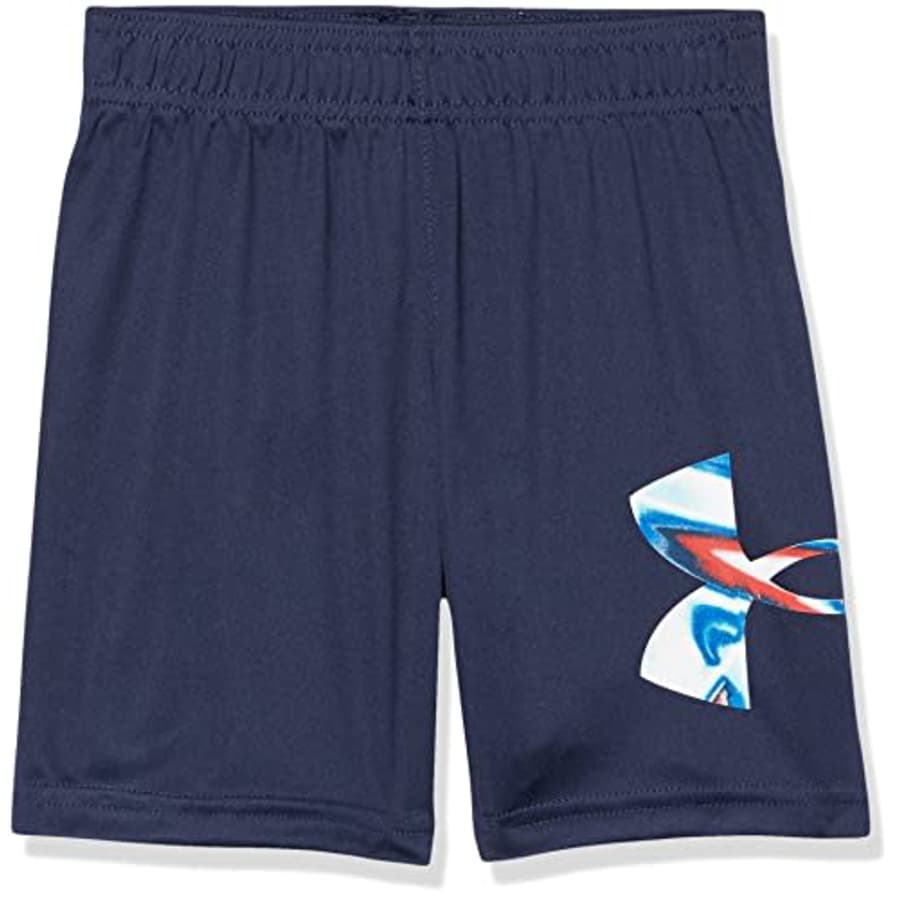 Under Armour Boys' Printed Boost Short, Elastic Waistband, Midnight Navy Logo SU22, 7 for $8