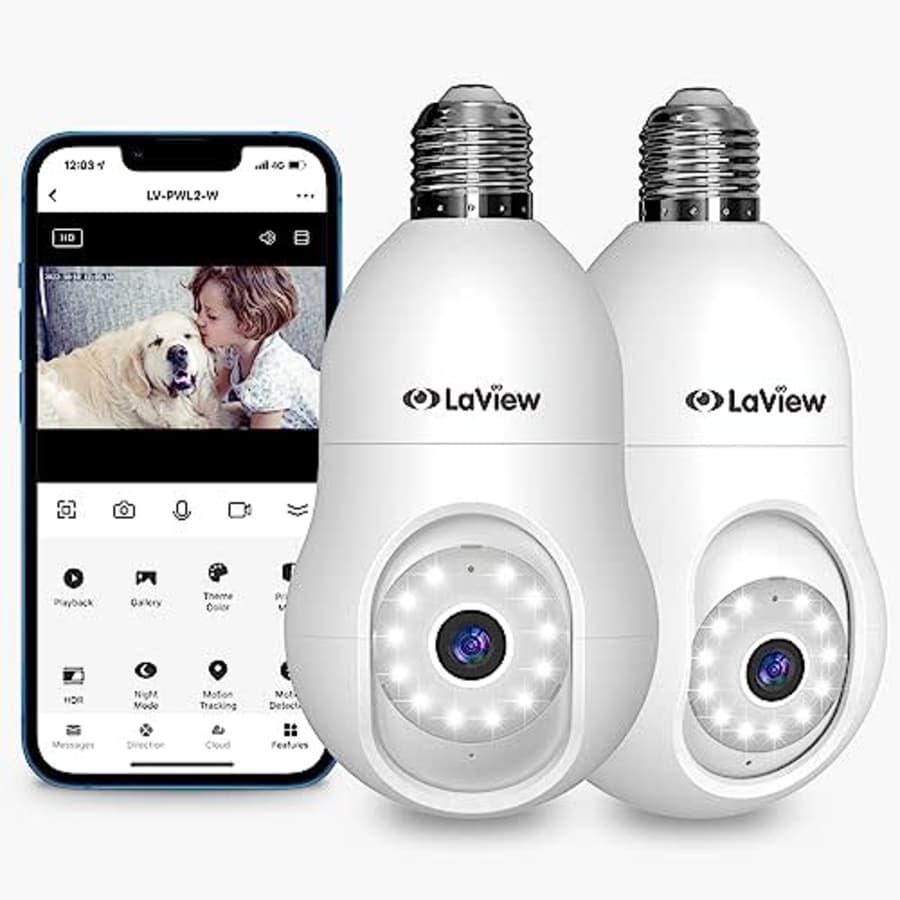 LaView 4MP Bulb Security Camera 2-Pack for $57