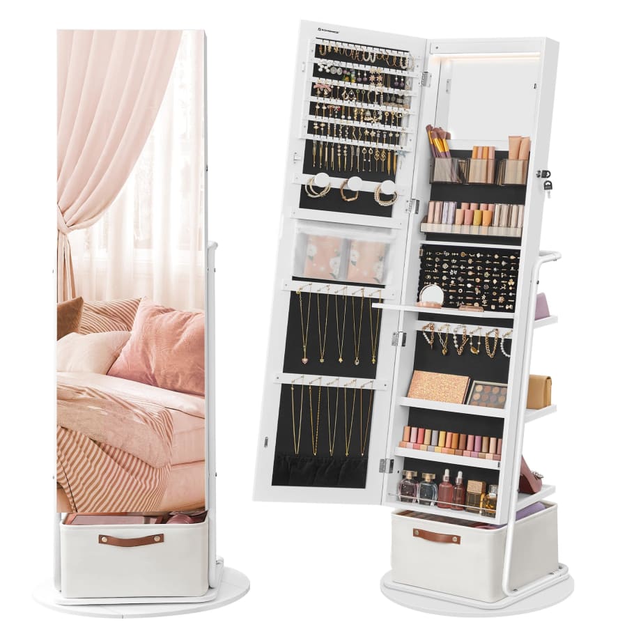Songmics 360° Swivel Full-Length Mirrored Jewelry Cabinet for $170