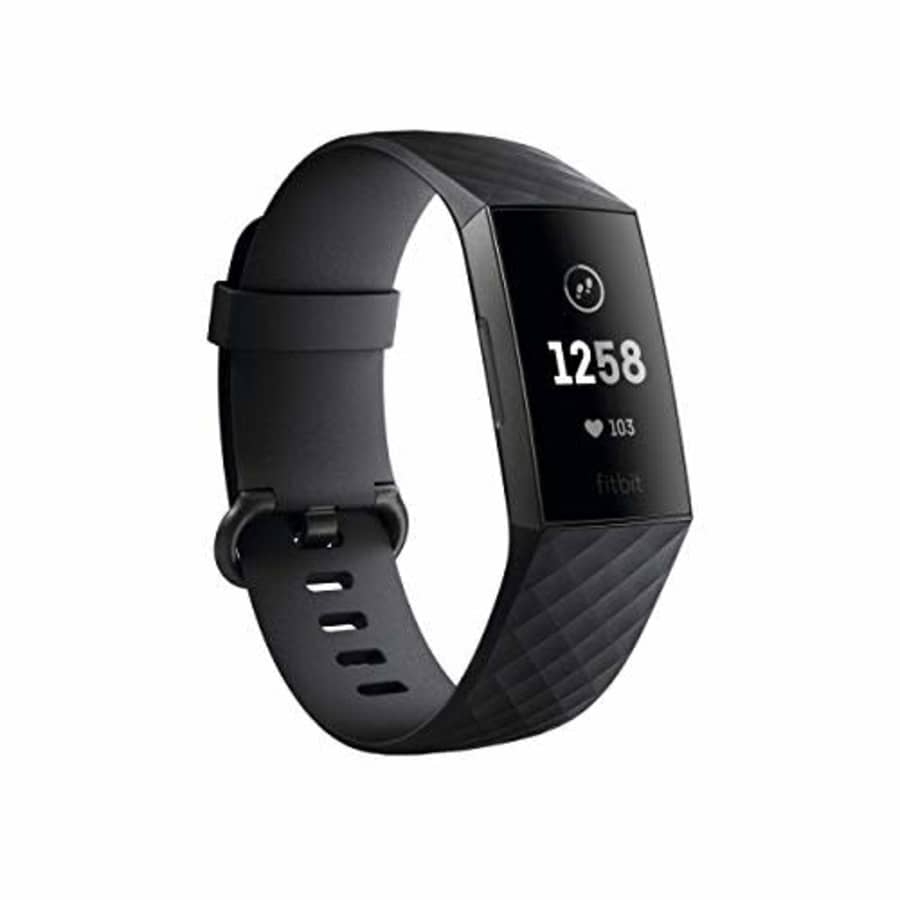 Fitbit Charge 3 Fitness Activity Tracker, Graphite/Black, One Size (S & L Bands Included) (Renewed) for $99