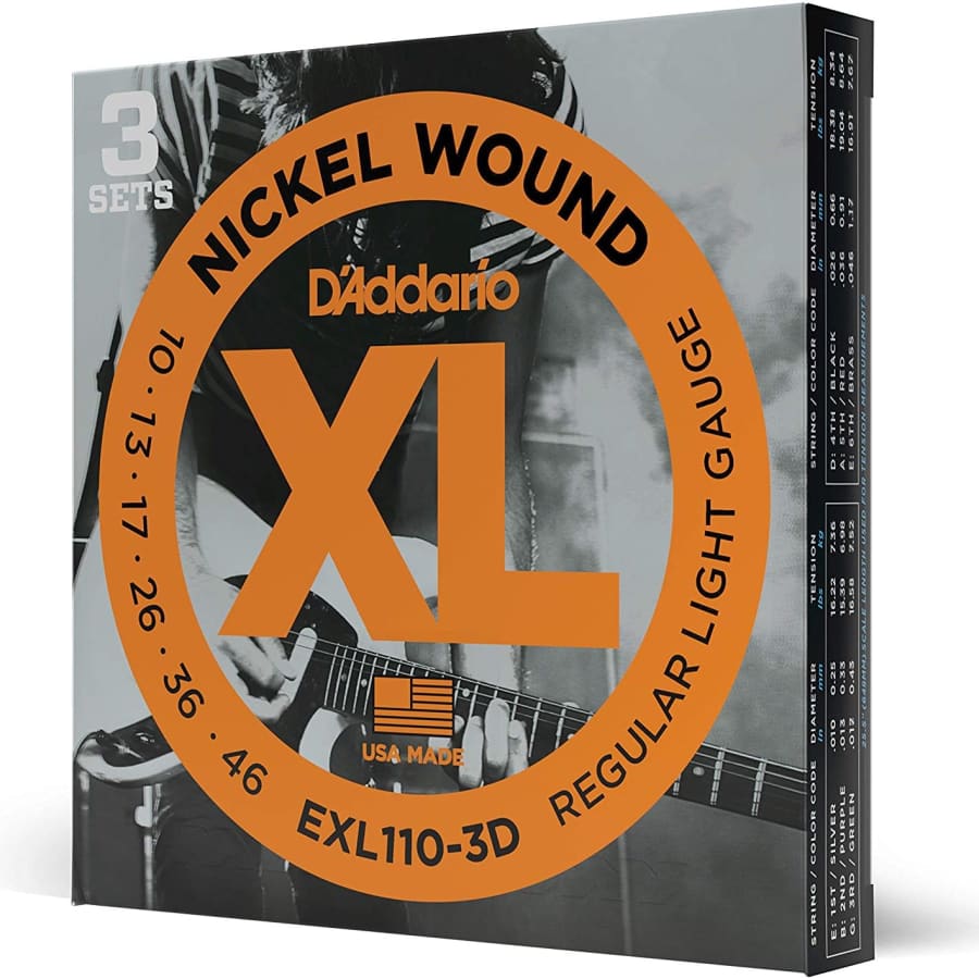 D'Addario Nickel Wound Electric Guitar Strings 3-Pack for $18 D'Addario Nickel Wound Electric Guitar Strings 3-Pack for $18