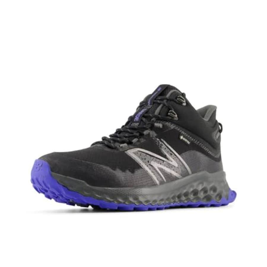 New Balance Men's Fresh Foam Garo V1 Midcut GTX Trail Running Shoe, Black/Marine Blue/Blacktop, 7.5 for $96 New Balance Men's Fresh Foam Garo V1 Midcut GTX Trail Running Shoe, Black/Marine Blue/Blacktop, 7.5 for $96