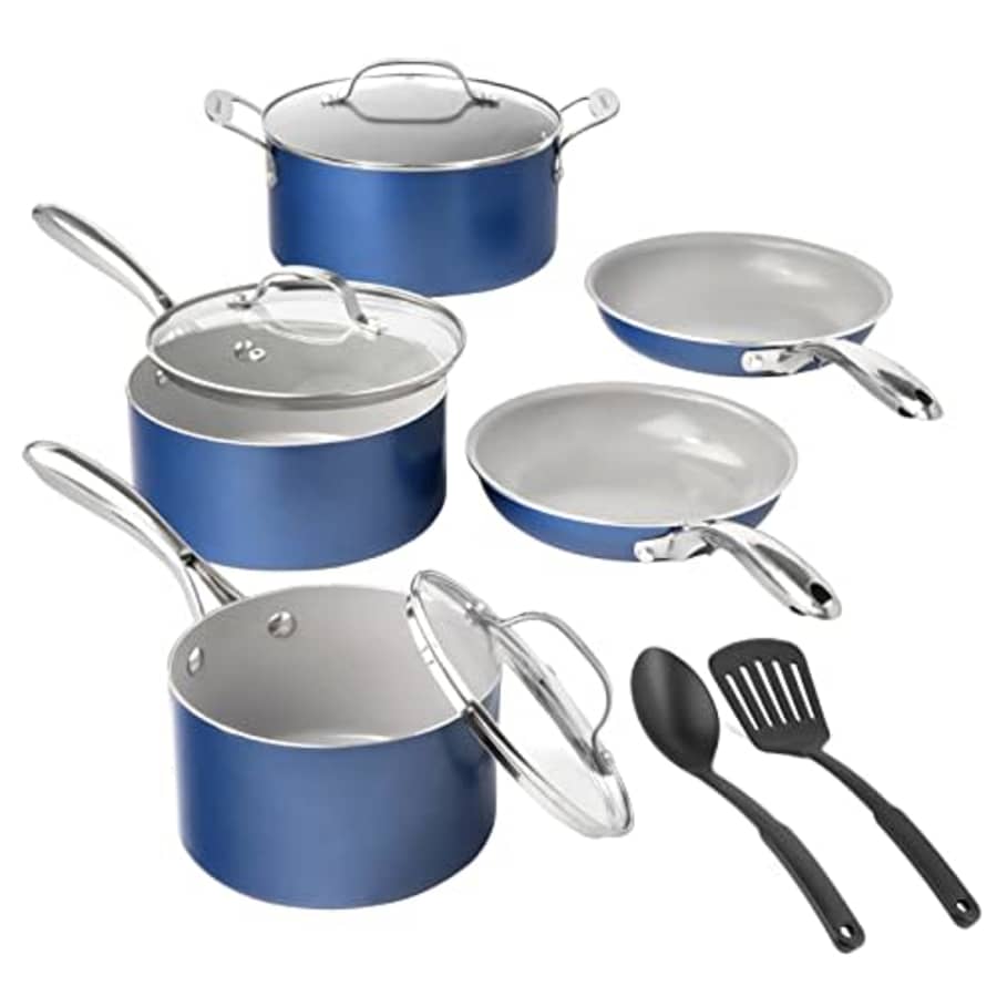Granitestone 10 Piece Cookware Set Pots and Pans Set with Ultra Nonstick Ceramic Coating, 100% PFOA for $70 Granitestone 10 Piece Cookware Set Pots and Pans Set with Ultra Nonstick Ceramic Coating, 100% PFOA for $70