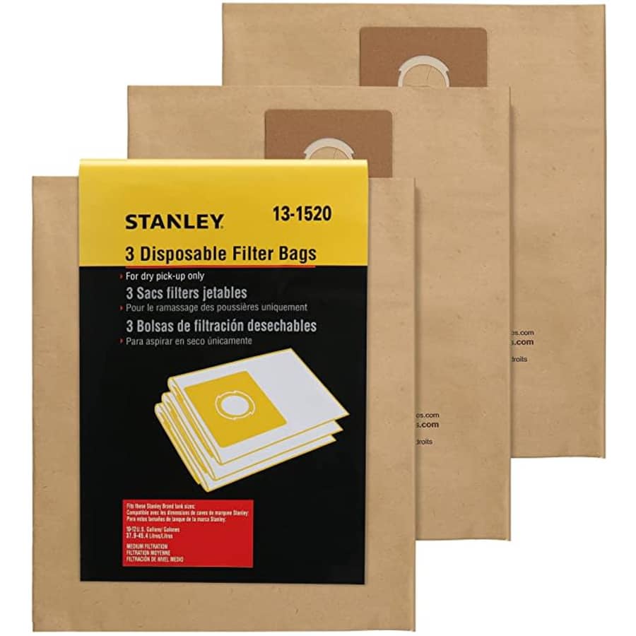 Stanley Tools Disposable Filter Bag for Wet/Dry Vac 3-Pack for $11 Stanley Tools Disposable Filter Bag for Wet/Dry Vac 3-Pack for $11
