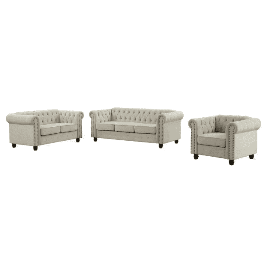 Morden Fort Linen 3-Piece Living Room Set for $1,092