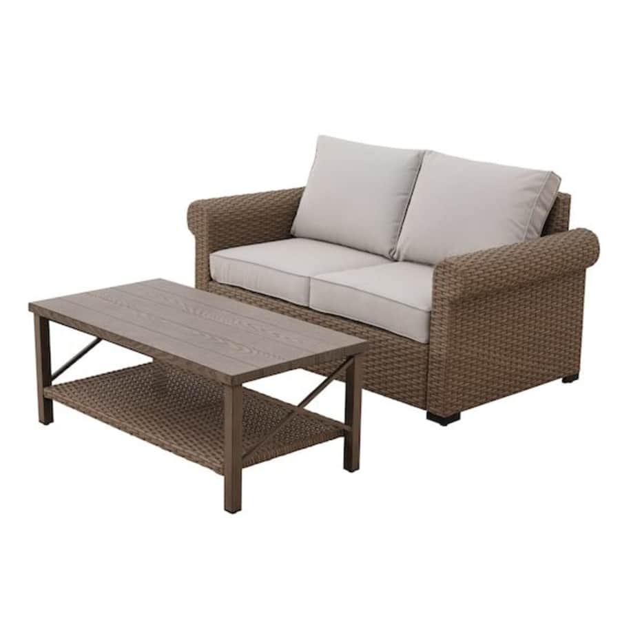 allen + roth Emerald Cove 2-Piece Wicker Patio Conversation Set for $273