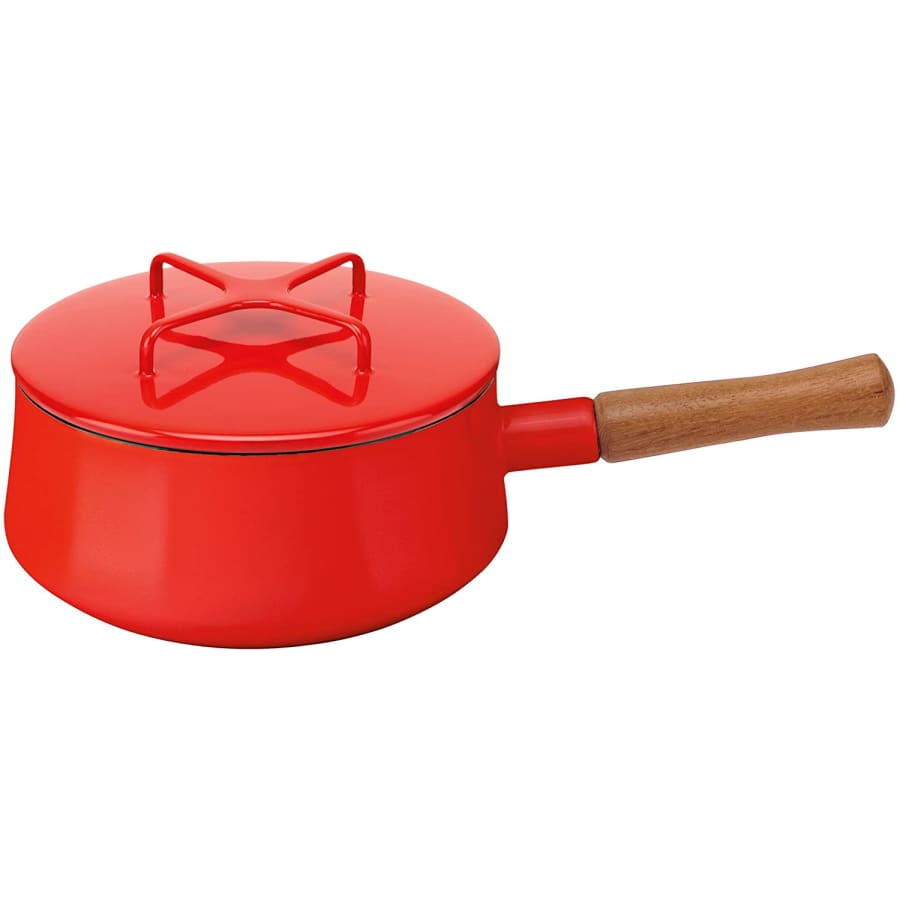 Dansk Kobenstyle 2-Quart Enamelware and Teak Saucepan for $165