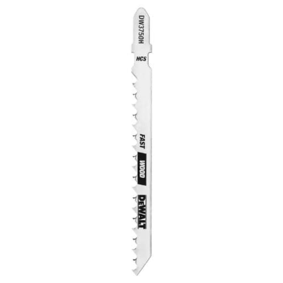 DEWALT DW3750H 4-Inch 6 TPI Fast Wood Cut HCS T-Shank Jig Saw Blade (5-Pack),Silver for $8 DEWALT DW3750H 4-Inch 6 TPI Fast Wood Cut HCS T-Shank Jig Saw Blade (5-Pack),Silver for $8