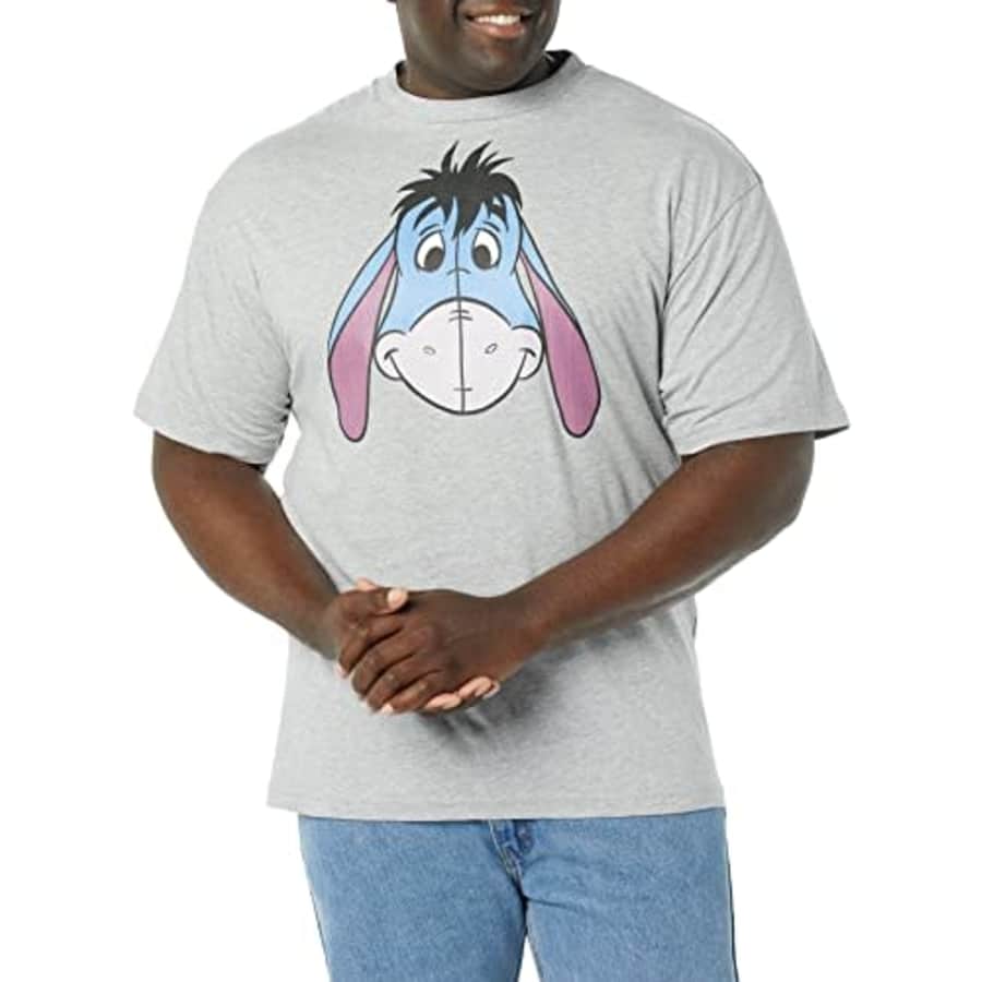 Disney Winnie The Pooh Eyore Big Face Men's Tops Short Sleeve Tee Shirt, Athletic Heather, XX-Large for $20
