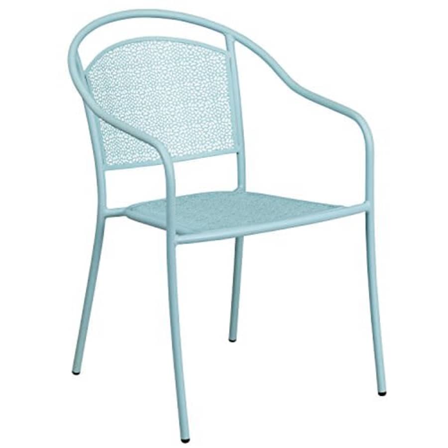 Flash Furniture Commercial Grade Sky Blue Indoor-Outdoor Steel Patio Arm Chair with Round Back for $77