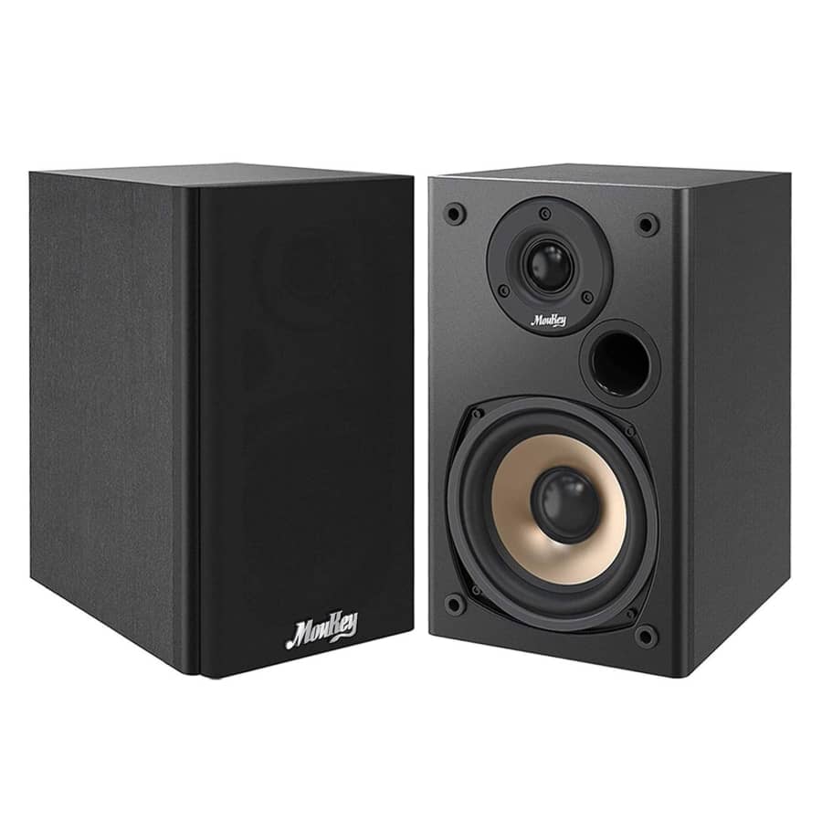Moukey 50W Bookshelf Speaker Pair for $49