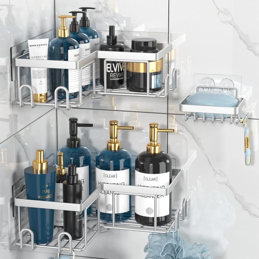 YouVIP Adhesive No-Drill Shower Caddy Corner Set of 3 From $12