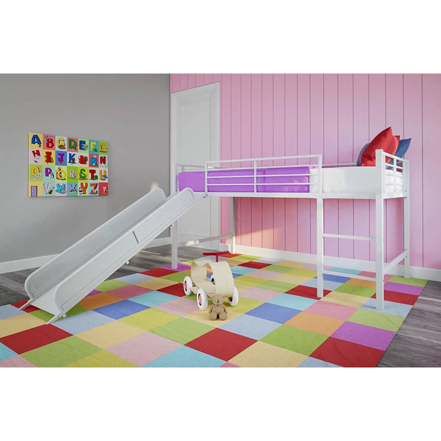 DHP Junior Twin Metal Loft Bed with Slide for $230 DHP Junior Twin Metal Loft Bed with Slide for $230