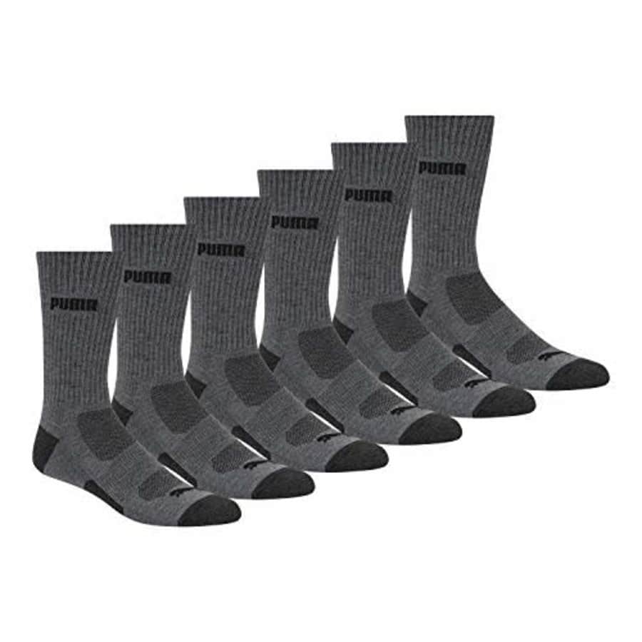 PUMA mens 6 Pack Crew Socks, Dark Gray, 13-Oct US for $18