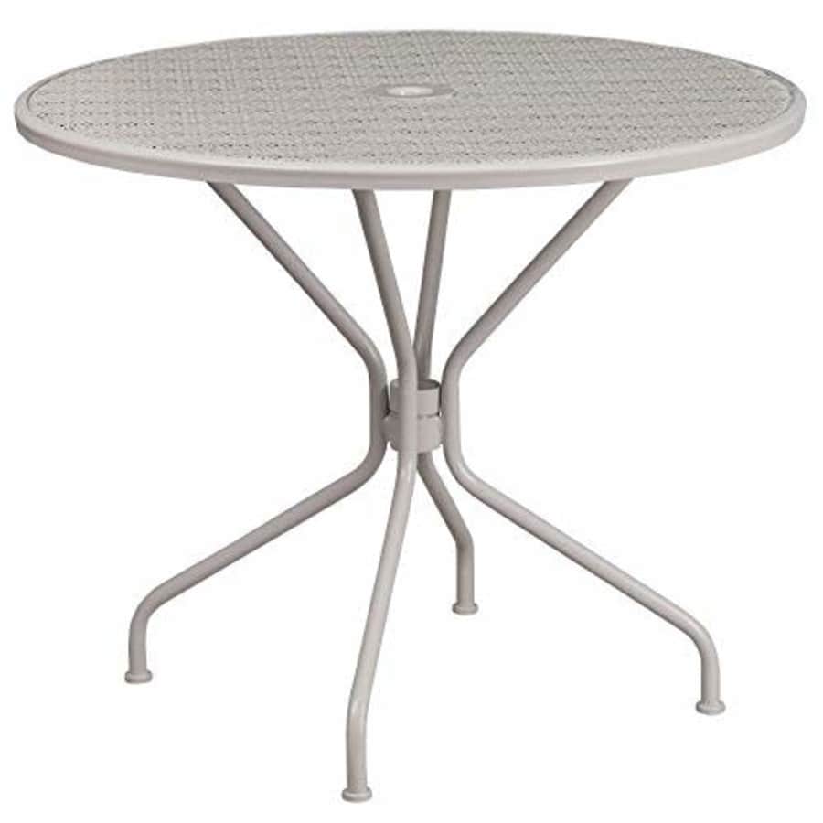 Flash Furniture Commercial Grade 35.25" Round Light Gray Indoor-Outdoor Steel Patio Table for $157