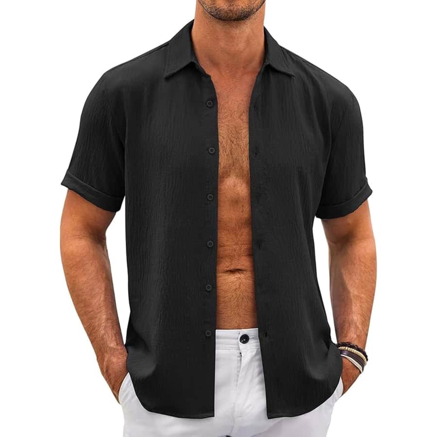 Men's Casual Button Down Shirt for $6