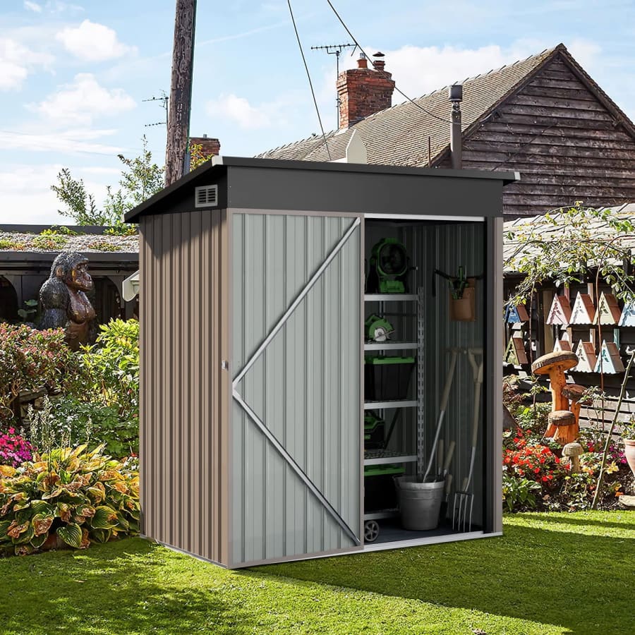 Aoxun 5x3ft Outdoor Metal Storage Shed for $136