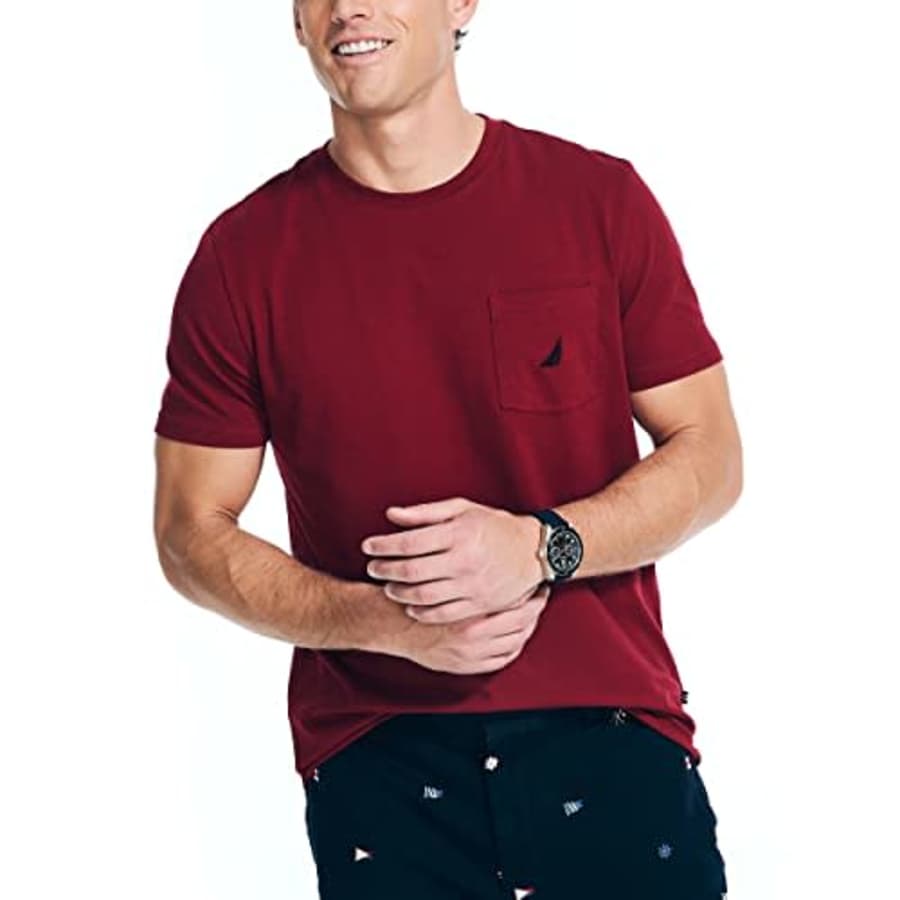 Nautica Men's Performance Pocket T-Shirt, Biking Red, Large for $12