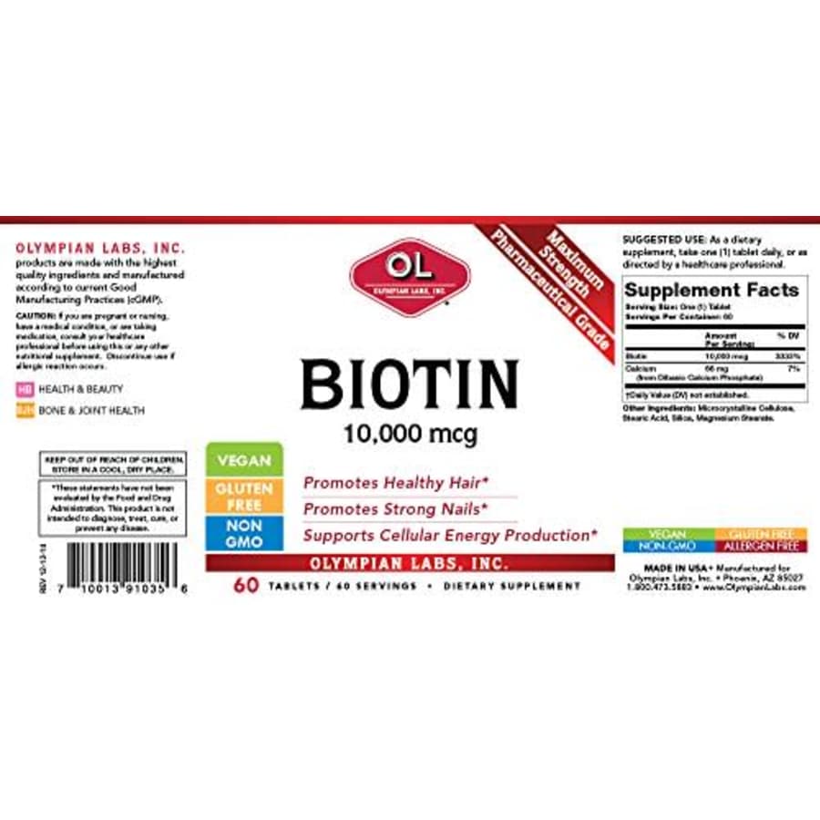 Olympian Labs Biotin Supplement Maximum Strength 10,000 mcg, 60 Count for $9 Olympian Labs Biotin Supplement Maximum Strength 10,000 mcg, 60 Count for $9