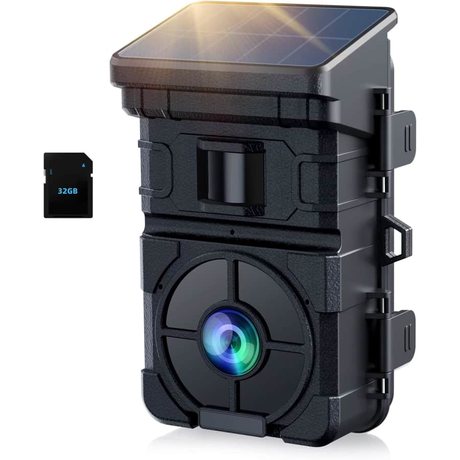 1080p 24MP Solar Powered Trail Camera w/ 32GB microSD Card for $33